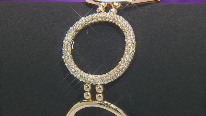 White Crystal Gold Tone Circle Bracelet Video Thumbnail