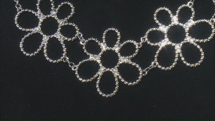Silver Tone Floral Choker Necklace Video Thumbnail