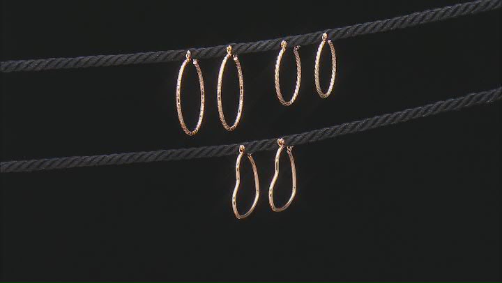 Gold Tone Set of Three Hoop Earrings Video Thumbnail