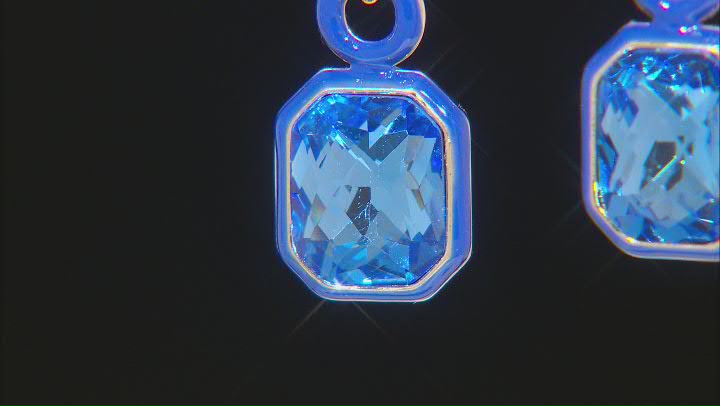 Blue Sapphire Color Glass & Enamel Brass Charm Earrings Video Thumbnail