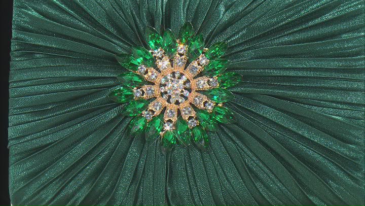 Multi Color Crystal Gold Tone Green Fabric Clutch Video Thumbnail