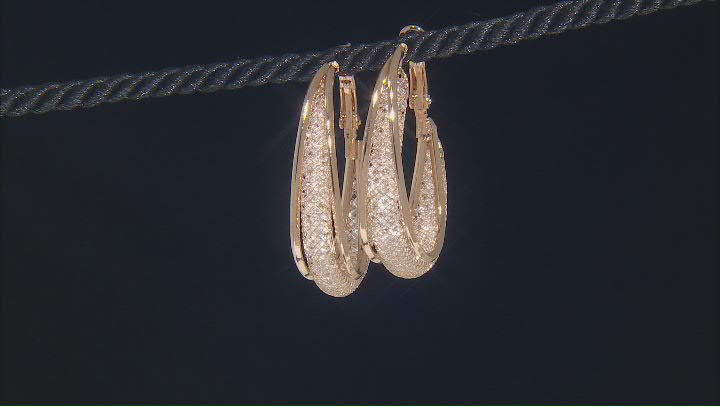 Crystal Gold and Silver Tone Set of 2 Hoop Earrings Video Thumbnail