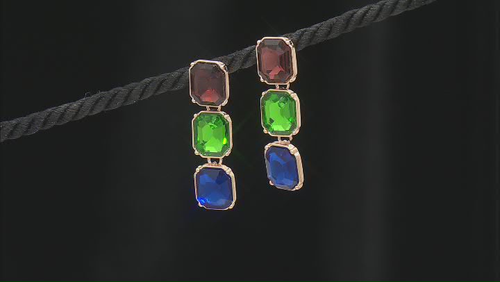 Multi-Color Glass Gold Tone Necklace and Earring Set Video Thumbnail