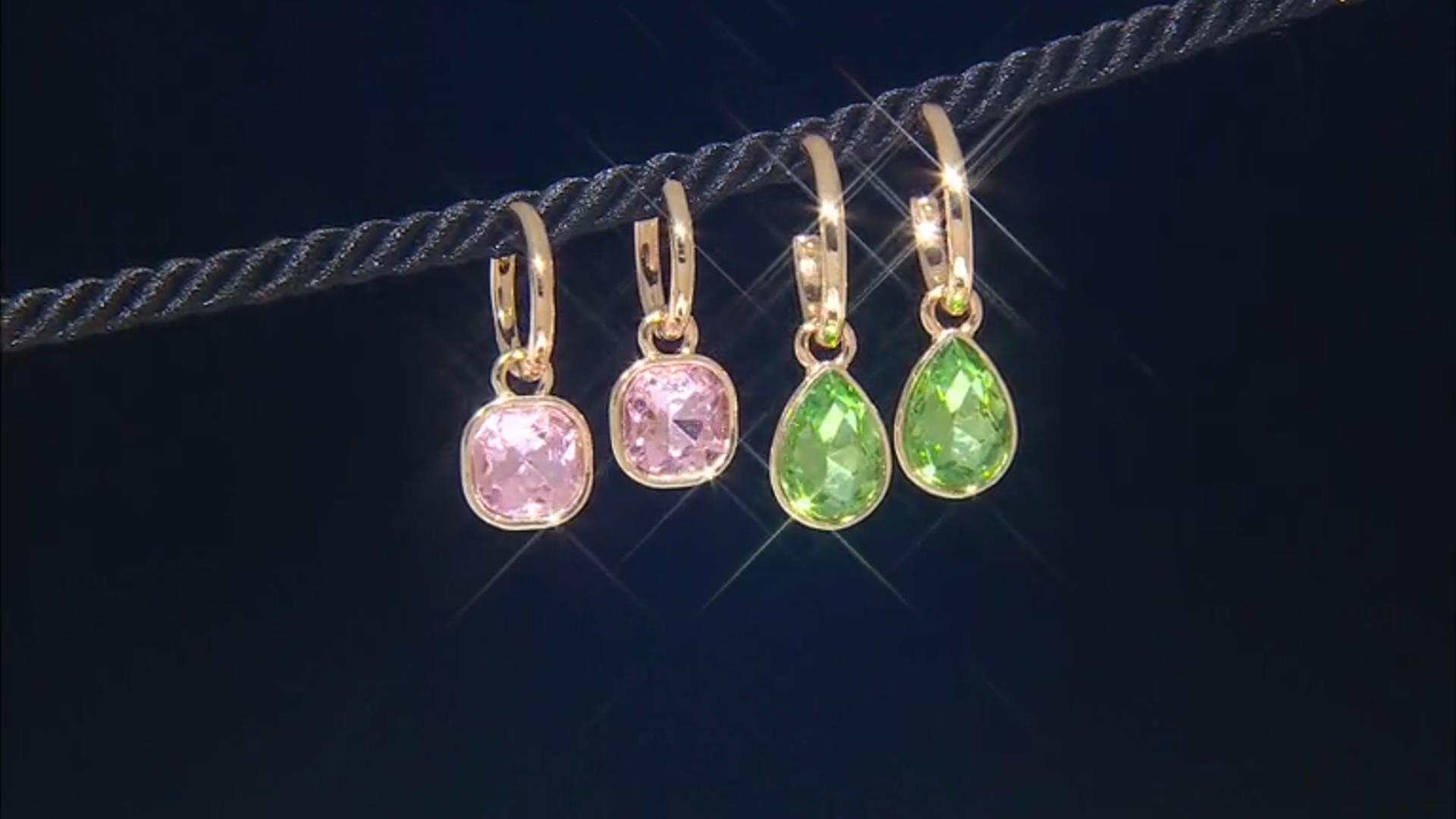 Multi-Color Glass Gold Tone Hoops With Interchangeable Drops Jewelry Box Set Video Thumbnail
