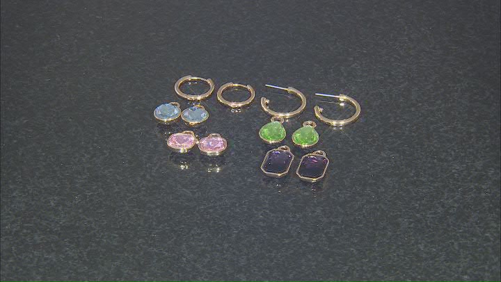 Multi-Color Glass Gold Tone Hoops With Interchangeable Drops Jewelry Box Set Video Thumbnail