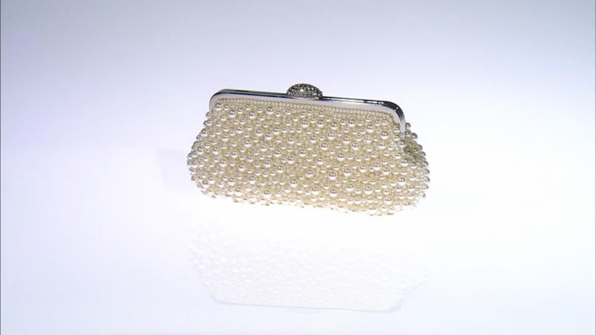 Cluster Pearl Simulant Silver Tone Clutch Video Thumbnail