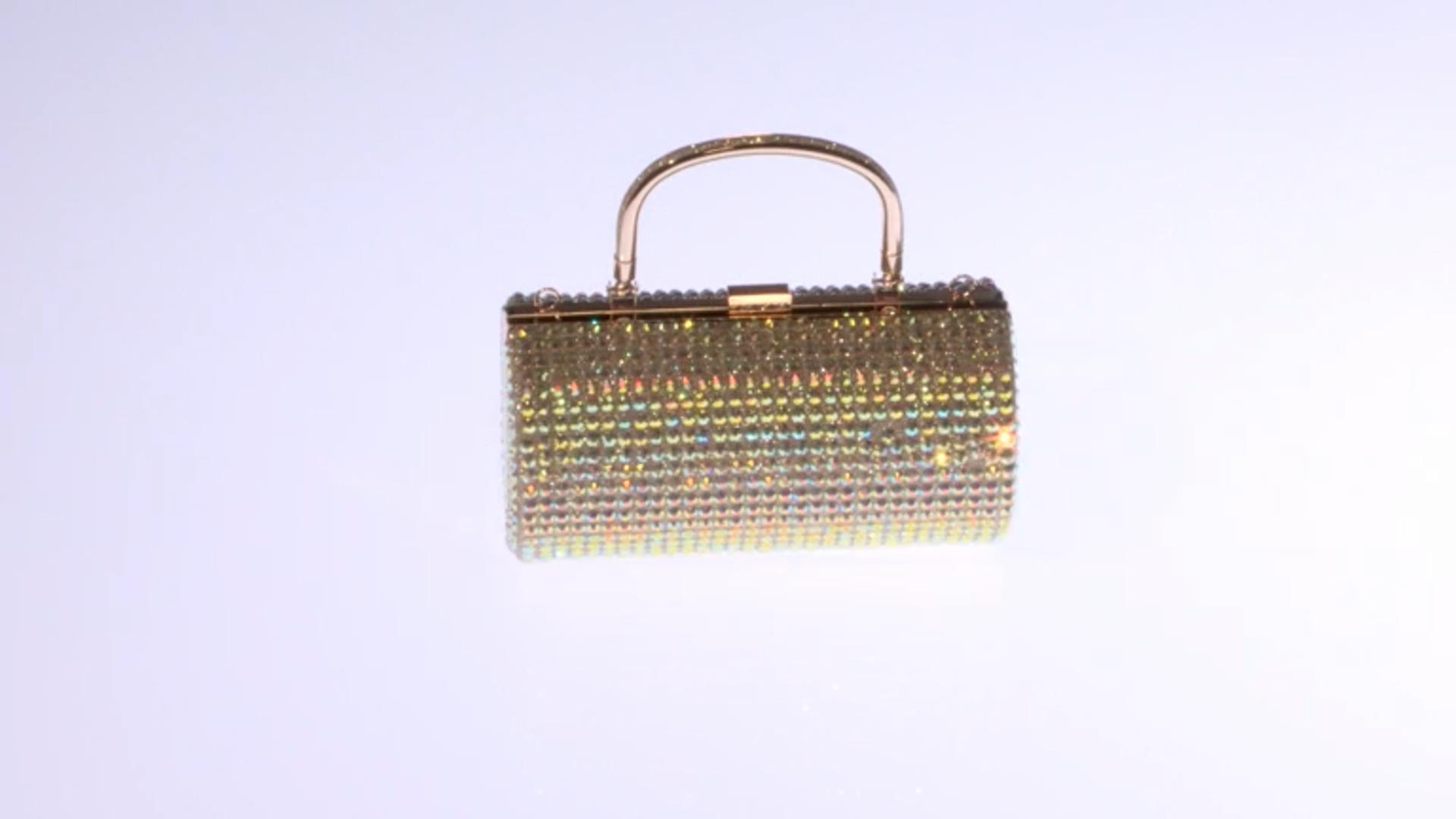 Crystal Beaded Gold Tone Clutch Video Thumbnail