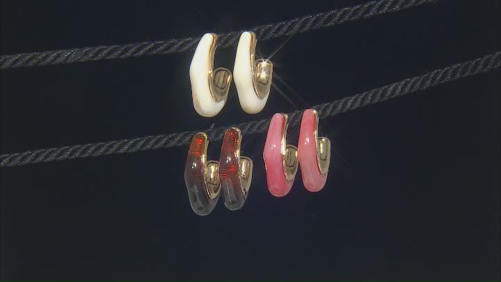Multi-Color Acrylic Gold Tone Set of 3 Earrings Video Thumbnail