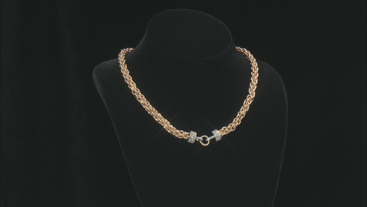 White Glass Crystal Two Tone Pave Chain Necklace Video Thumbnail