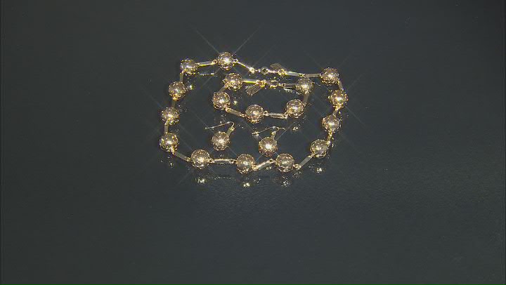 Gold Tone Ball Station Necklace, Earring, &  Bracelet Set Video Thumbnail