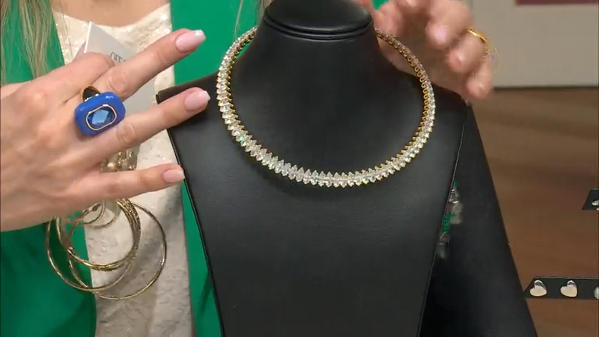 Crystal Gold Tone Choker Necklace Video Thumbnail