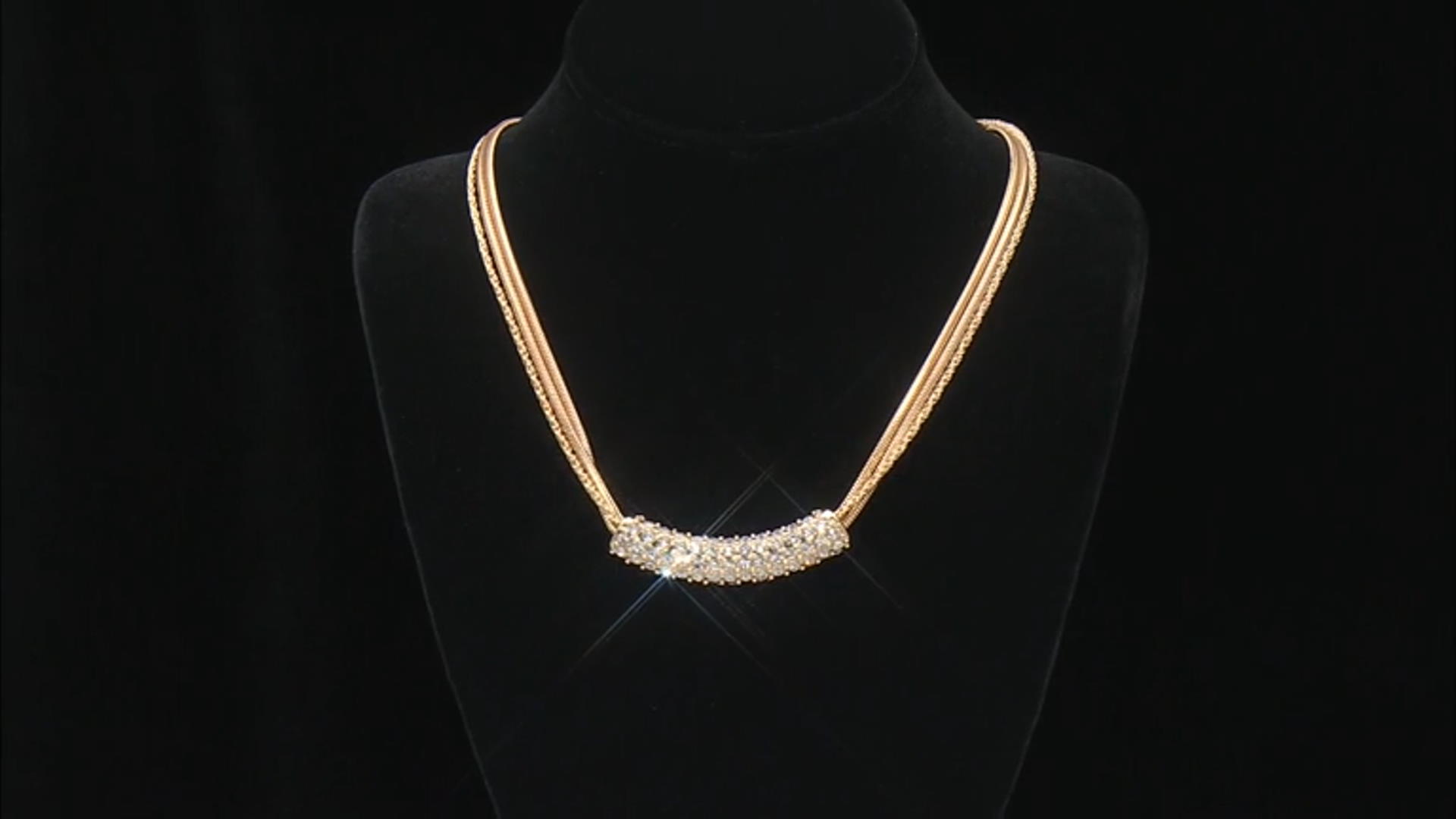 Pave Crystal Gold Tone Bar Necklace Video Thumbnail