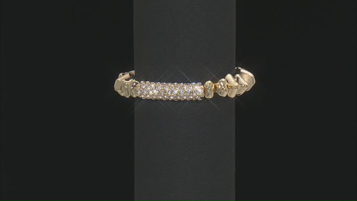 Pearl Simulant & Pave Crystal Gold Tone Set of 3 Stretch Bracelets Video Thumbnail