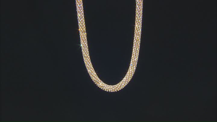 White Crystal Gold Tone Necklace & Dangle Earring Set Video Thumbnail
