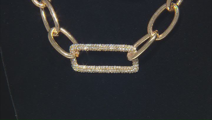 White Crystal Gold Tone Layered Paperclip Necklace Video Thumbnail