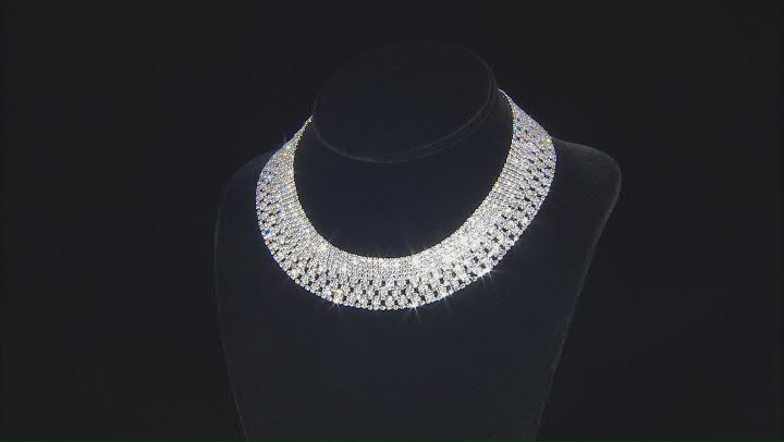 White Crystal Silver Tone Necklace & Earring Set Video Thumbnail