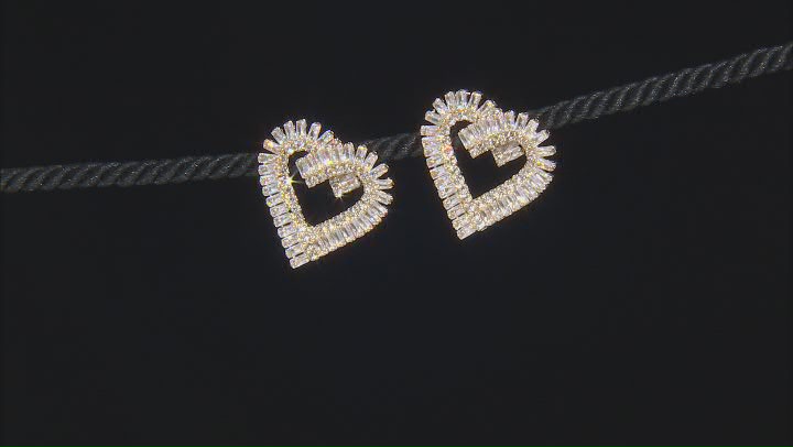 White Crystal, Gold & Silver Tone Set of 2 Heart Earrings Video Thumbnail