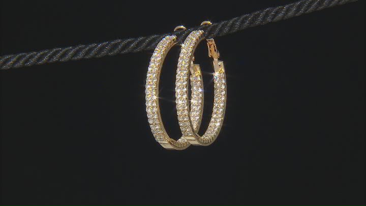 White Crystal, Gold, Silver & Rose Gold Inside Out Hoop Earrings Video Thumbnail