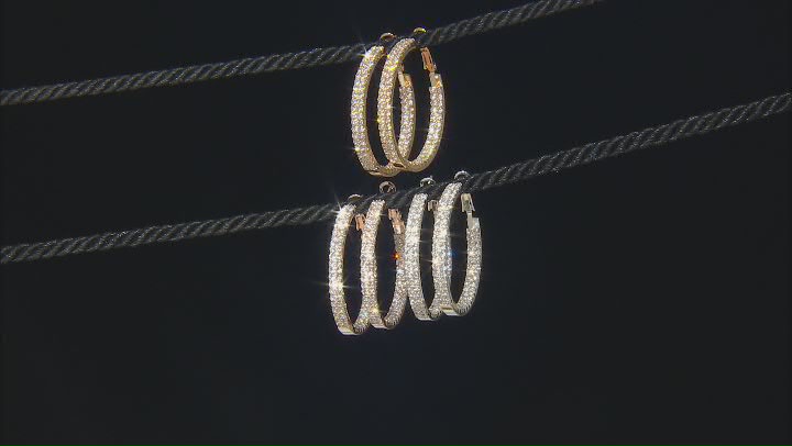 White Crystal, Gold, Silver & Rose Gold Inside Out Hoop Earrings Video Thumbnail