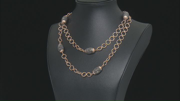 Hematine Color Crystal Gold Tone Station Necklace & Bracelet Set Video Thumbnail