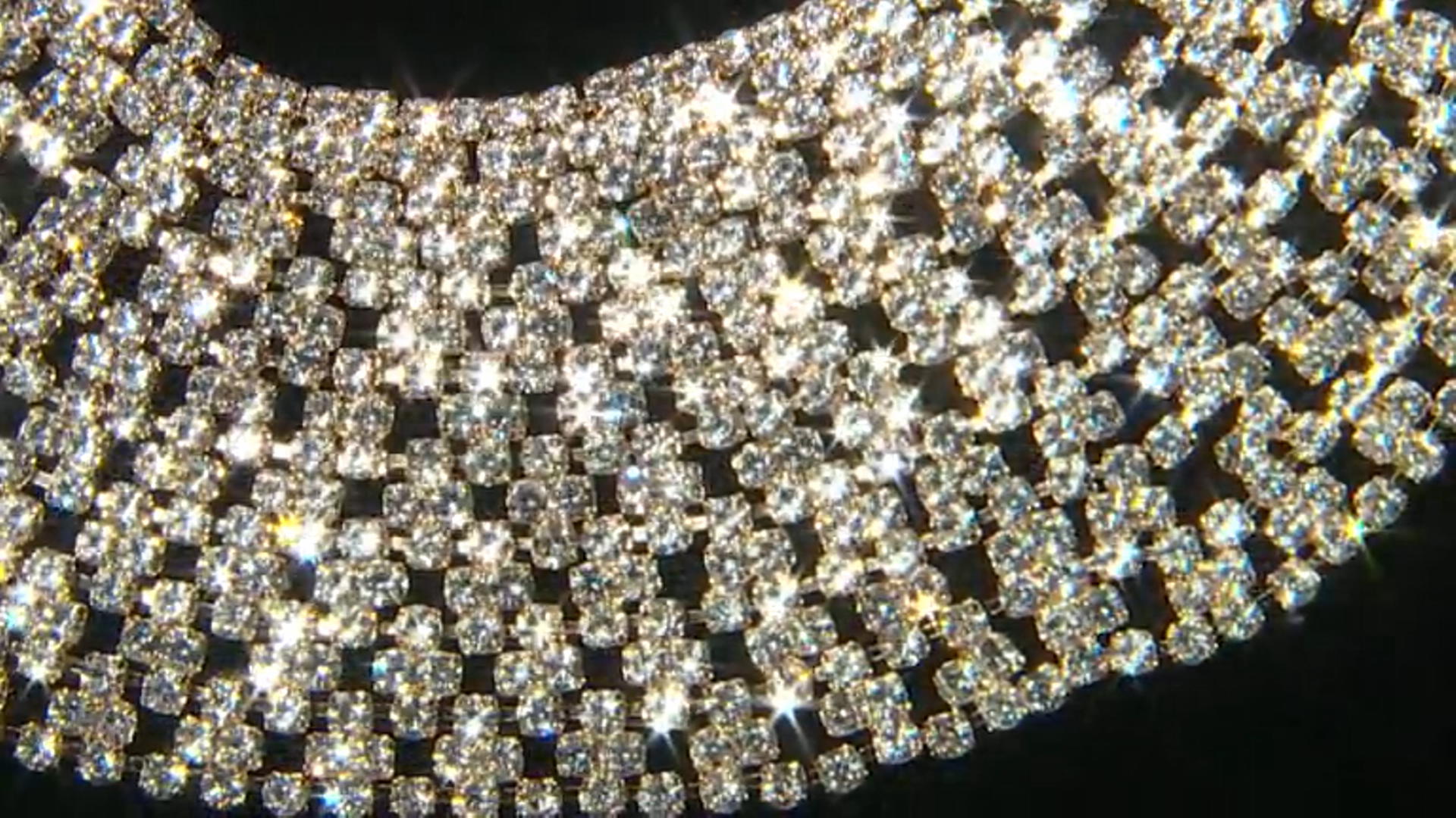 White Crystal Gold Tone Collar Necklace Video Thumbnail