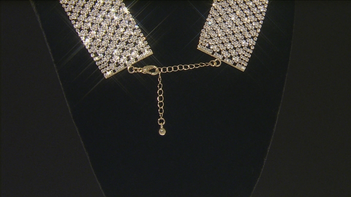 White Crystal Gold Tone Collar Necklace Video Thumbnail