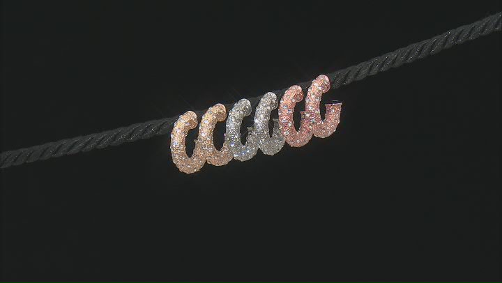 White Crystal Gold Tone, Silver Tone, & Rose Gold Tone Pave Hoop Earring Set of 3 Video Thumbnail