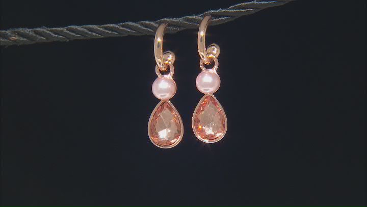 Tri-Color Pearl Simulant & Glass Crystal Tri-Color Tone Set of 3 Dangle Earrings Video Thumbnail