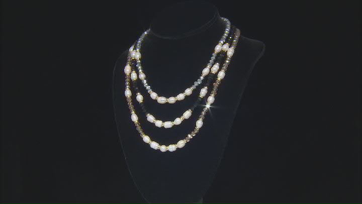 Multi-Color Bead & Pearl Simulant Gold Tone Set of 3 Necklaces Video Thumbnail