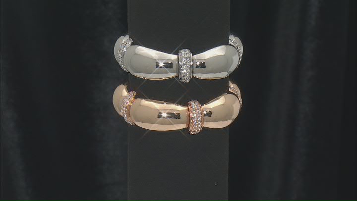 White Crystal, Silver & Gold Tone Set of 2 Stretch Bracelets Video Thumbnail