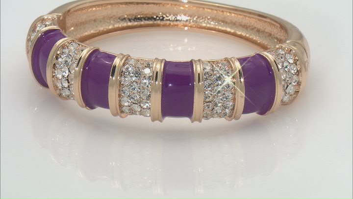 Purple Enamel & White Crystal Gold Tone Bracelet Video Thumbnail