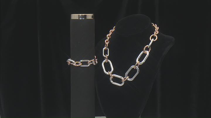 Two Tone Link Necklace & Bracelet Set Video Thumbnail