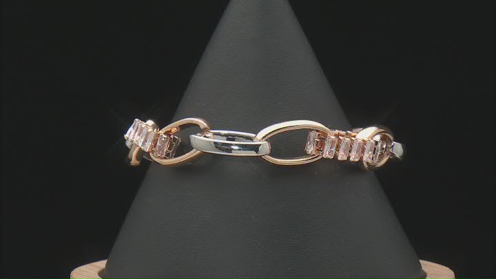 White Rhinestone Sliver & Gold Tone Chain Link Necklace & Bracelet Set Video Thumbnail