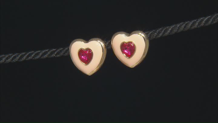 Multi-Color Crystal & Enamel Gold Tone Heart Earring Set of 3 Video Thumbnail