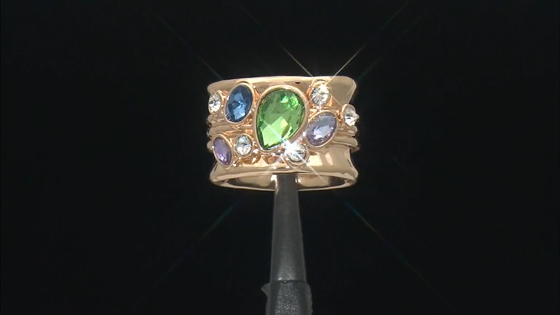 Multi-Color Crystal Gold Tone Ring Video Thumbnail