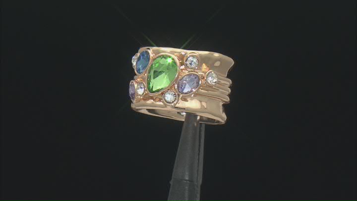 Multi-Color Crystal Gold Tone Ring Video Thumbnail