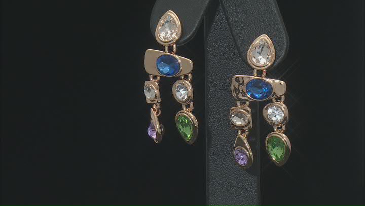 Multi-Color Crystal Gold Tone Earrings Video Thumbnail