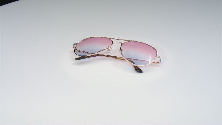 Multi-Color Crystal Pink & Blue Aviator Sunglasses Video Thumbnail