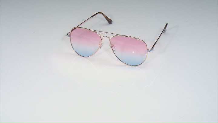 Multi-Color Crystal Pink & Blue Aviator Sunglasses Video Thumbnail