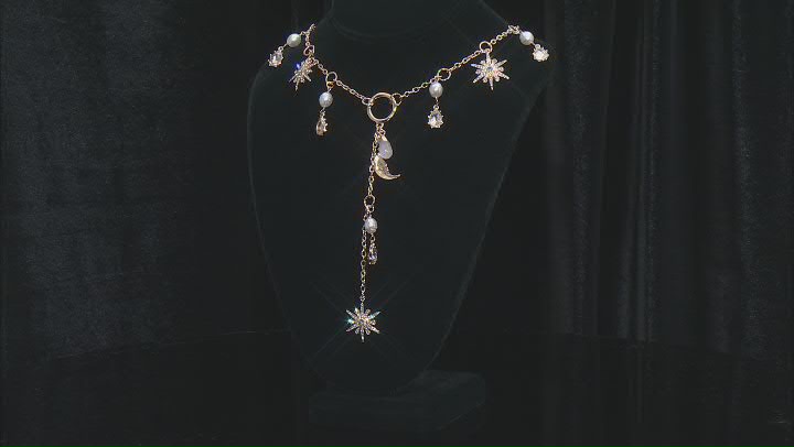 Crystal Gold Tone Celestial Necklace & Earring Set Video Thumbnail