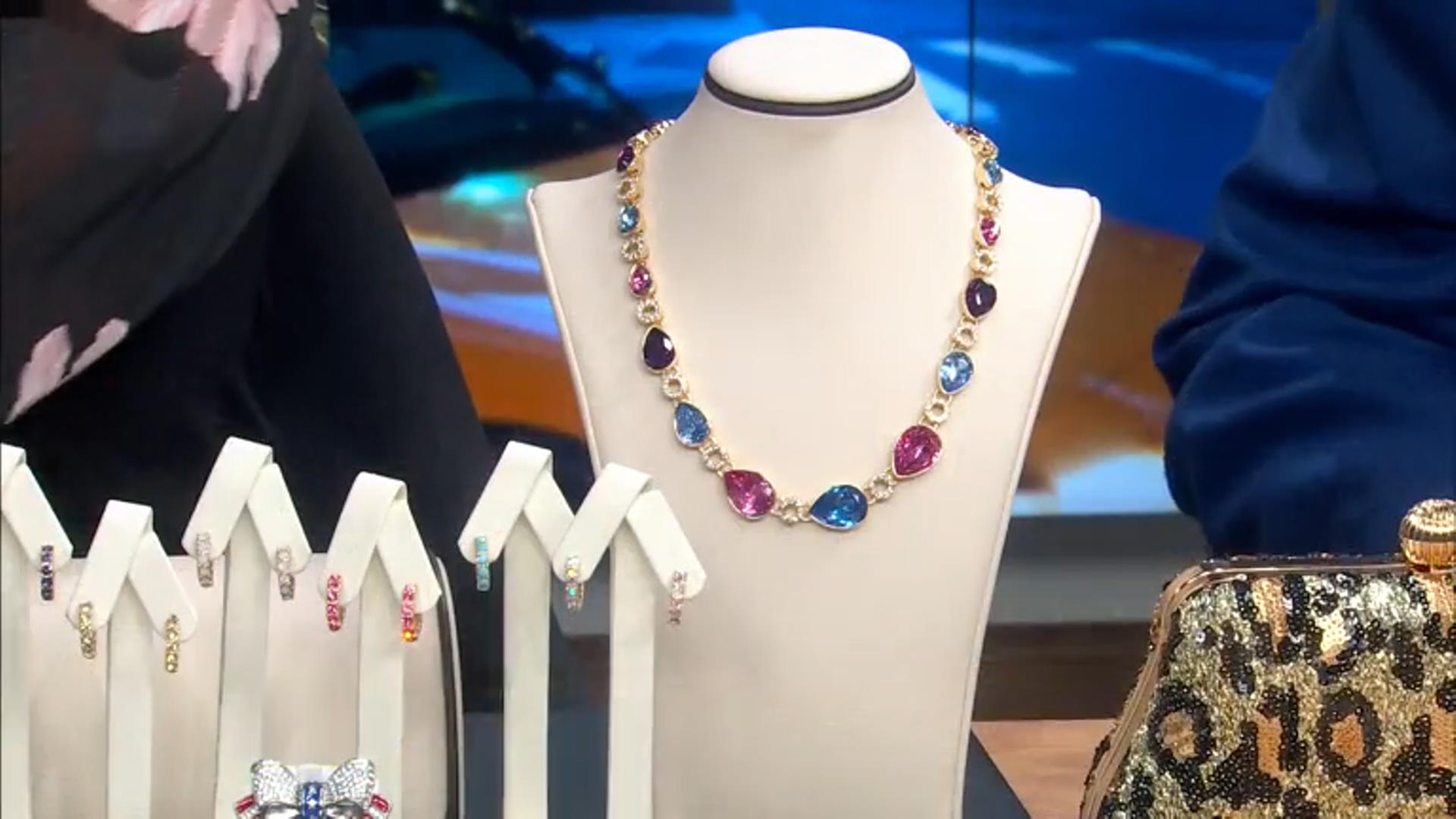 Multi-Color Crystal Gold Tone Necklace & Bracelet Set Video Thumbnail