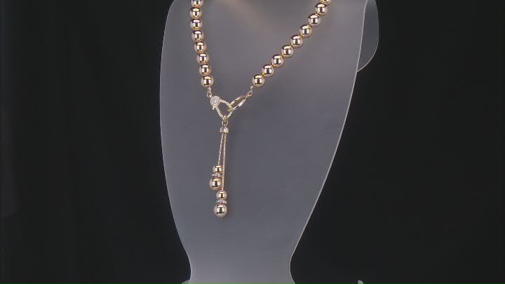 White Crystal Accent Gold Tone Ball Necklace Video Thumbnail