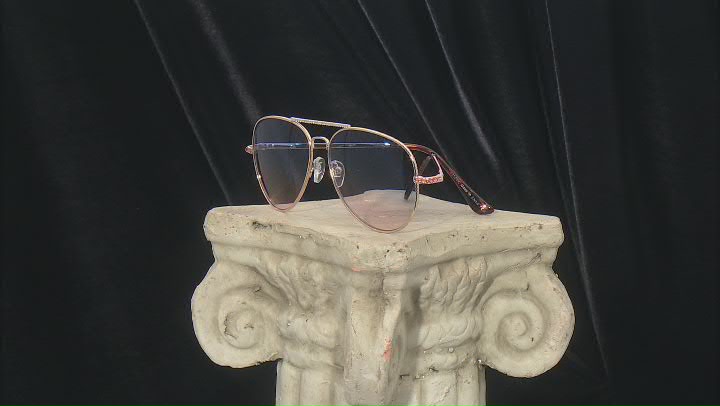 Multi-Color Crystal Blue & Pink Gold Tone Aviator Sunglasses Video Thumbnail