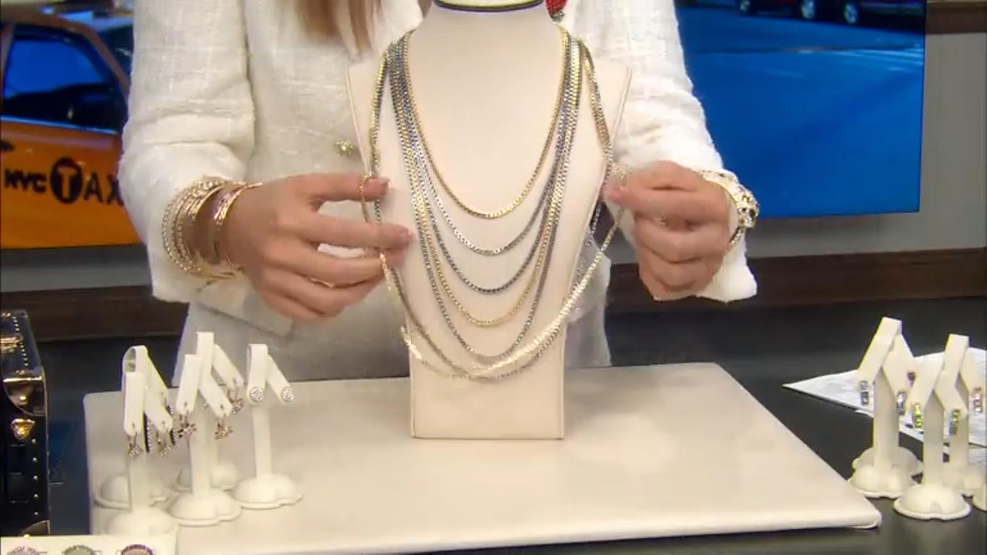 Two-Tone Multi-Row Chain Necklace & Bracelet Set Video Thumbnail