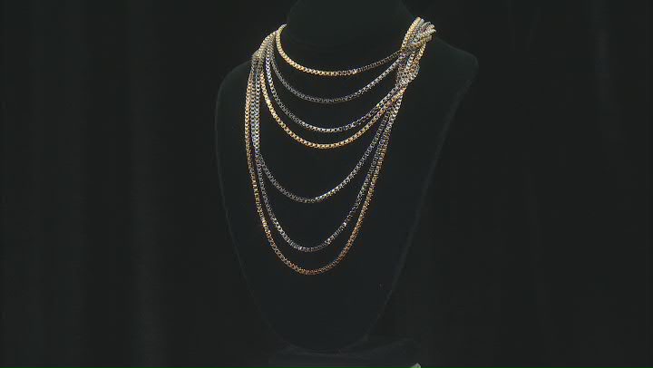 Two-Tone Multi-Row Chain Necklace & Bracelet Set Video Thumbnail