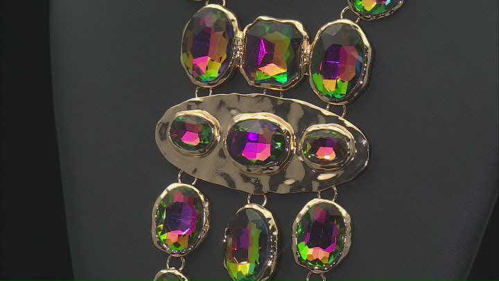 Multi-Color Crystal Gold Tone Necklace Video Thumbnail