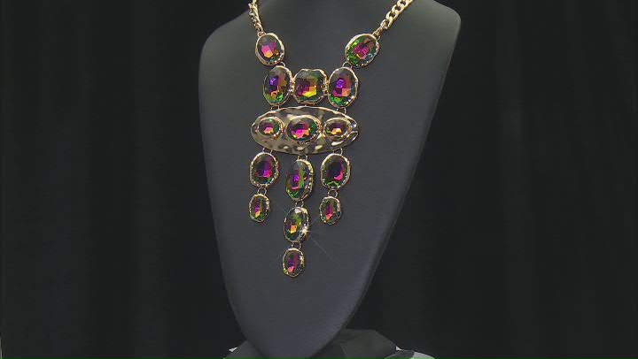 Multi-Color Crystal Gold Tone Necklace Video Thumbnail