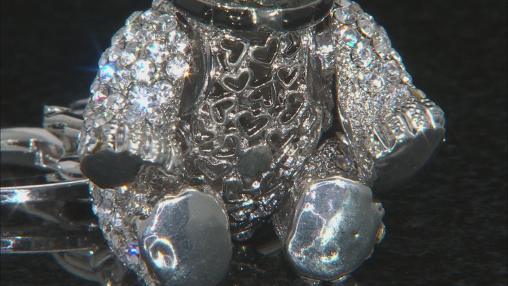 Multicolor Crystal Black Enamel Silver Tone Polar Bear Keychain