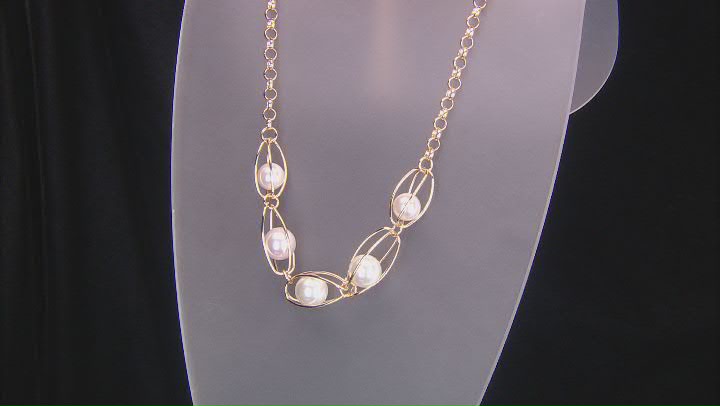 Pearl Simulant Gold Tone 2 Necklace and Earring Set Video Thumbnail