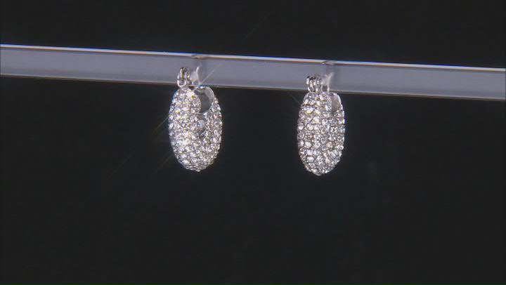 White Crystal Tri-Tone Set of 3 Huggie Earrings Video Thumbnail